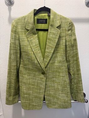 Dana Buchman Lime Green Tweed Blazer Jacket